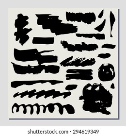 Vintage ink strokes. Set of vector grange elements.