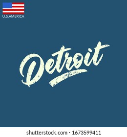 Vintage inscription city of America. Title design. Detroit