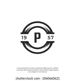 Vintage Insignia Letter P Logo Design Template Element. Suitable for Identity, Label, Badge, Cafe, Hotel Icon Vector