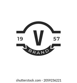 Vintage Insignia Letter V Logo Design Template Element. Suitable for Identity, Label, Badge, Cafe, Hotel Icon Vector