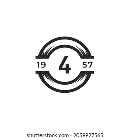 Vintage Insignia Number 4 Logo Design Template Element. Suitable for Identity, Label, Badge, Cafe, Hotel Icon Vector