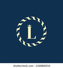 Vintage Insignia Retro Label Badge Letter L Calligraphic Elegant Line Art Logo Monogram Design Element for Business Sign, Identity, Cafe or Hotel Vector Illustration