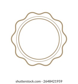 Vintage inspired vector circular label with scalloped double border, presenting clean design for classic product packaging and branding elements
