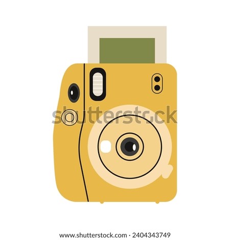 Vintage instant camera device. Photography camera. Vector illustration.