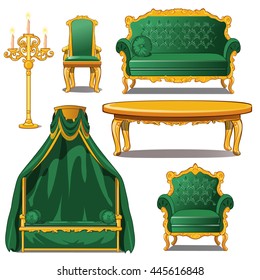 Vintage interior in green color. Vector.
