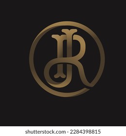 Vintage Interlocking Monogram initial letter JR  vector illustration
