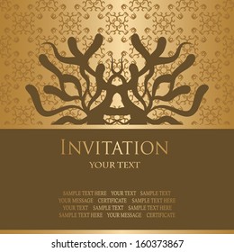 Vintage invitation with abstract hand-drawn pattern. Seamless background       