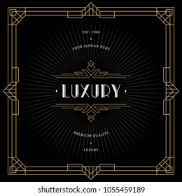 Vintage invitation in Art Deco. Retro style frame and label design.