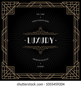 Vintage invitation in Art Deco. Retro style frame and label design.