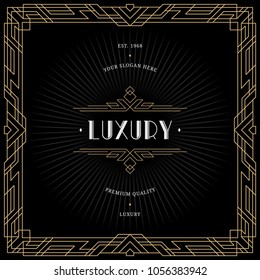 Vintage invitation in Art Deco. Retro style frame and label design.