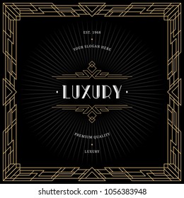 Vintage invitation in Art Deco. Retro style frame and label design.