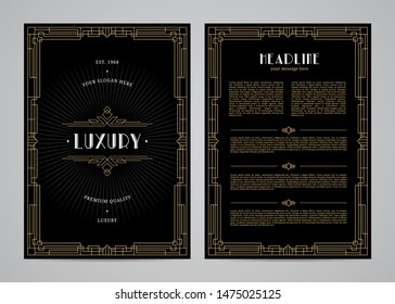Vintage invitation in Art Deco. Retro style frame and label design.