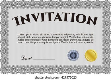 Vintage invitation. Artistry design. With complex linear background. Vector illustration. 