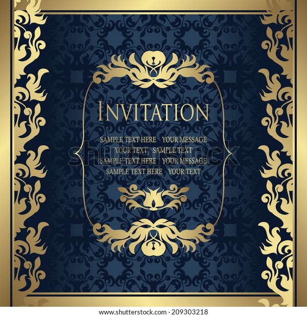 Vintage Invitation Background Blue Stock Vector (Royalty Free