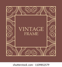 Vintage invitation border frame in art deco. Retro style frame and border. Art deco frame and label. Old retro vintage deco art design. 