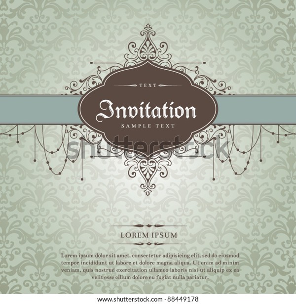 Vintage Invitation Card Stock Vector (Royalty Free) 88449178