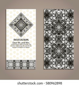 Vintage invitation card with arabic ornament on 8th March. International women's day