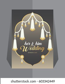 Vintage invitation card in asian pattern