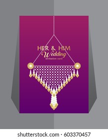 Vintage invitation card in asian pattern