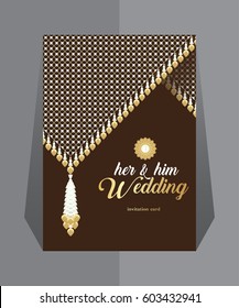 Vintage invitation card in asian pattern