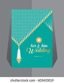 Vintage invitation card in asian pattern