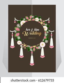 Vintage invitation card in asian pattern