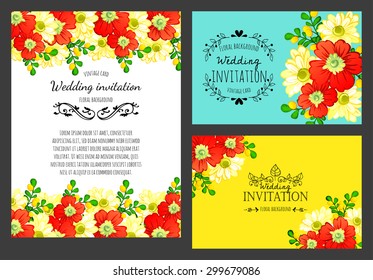 Vintage invitation card of beautiful flowers. Easy to edit. Perfect for invitations or announcements.