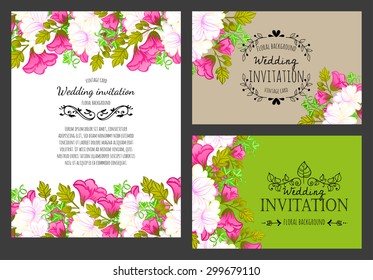 Vintage invitation card of beautiful flowers. Easy to edit. Perfect for invitations or announcements.