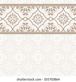 Vintage invitation card with beige ornament.