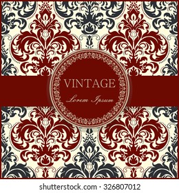Vintage invitation card with colorful Victorian ornaments
