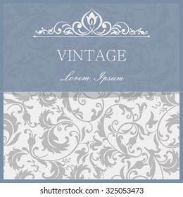Vintage invitation card with Damask ornament