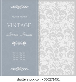 Vintage invitation card with Damask ornament