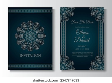 Vintage invitation card  decorated with mandala ornaments