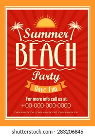 Vintage invitation card design for Summer Beach Party.