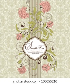 vintage invitation card with floral background and place for text