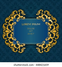 Vintage invitation card. Floral elegant element for design template, place for text.