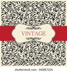 Vintage invitation card with floral ornaments