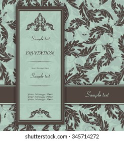 Vintage invitation card with floral ornaments