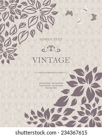 vintage invitation card with floral pattern