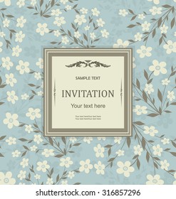 vintage invitation card with floral pattern