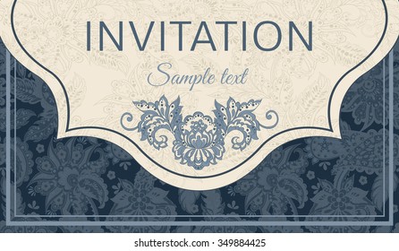 vintage invitation card with floral pattern