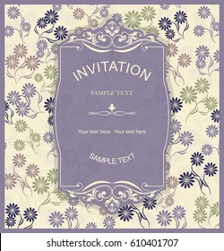 vintage invitation card with floral pattern 