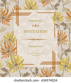 vintage invitation card with floral pattern 