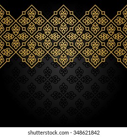Vintage invitation card with gold ornament.