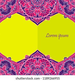 Vintage invitation card with lace ornament. Template frame design for card. Vintage Lace Doily.Can be used for packaging,invitations, Valentine's Day decoration,bag template, print for packet, cup.