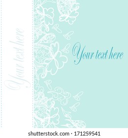 Vintage invitation card with lace ornament. Template frame design for card. Can be used for packaging, Valentine's Day decoration,bag template, print for packet, cup. 