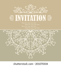 Vintage invitation card with lace ornament.