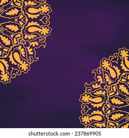 Vintage invitation card with lace ornament. Vector illustration