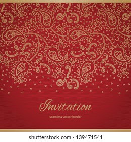 Vintage  invitation card with lacy decorative border. Template frame design for card. You can place your text in the empty place.