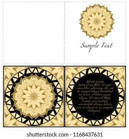 Vintage Invitation card with Mandala pattern. The front and rear side. Beautiful Ornament. Vector illustration